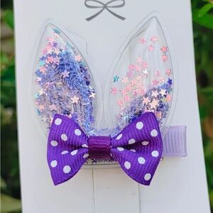 Purple Sequined Rabbit Ears Hair Clip